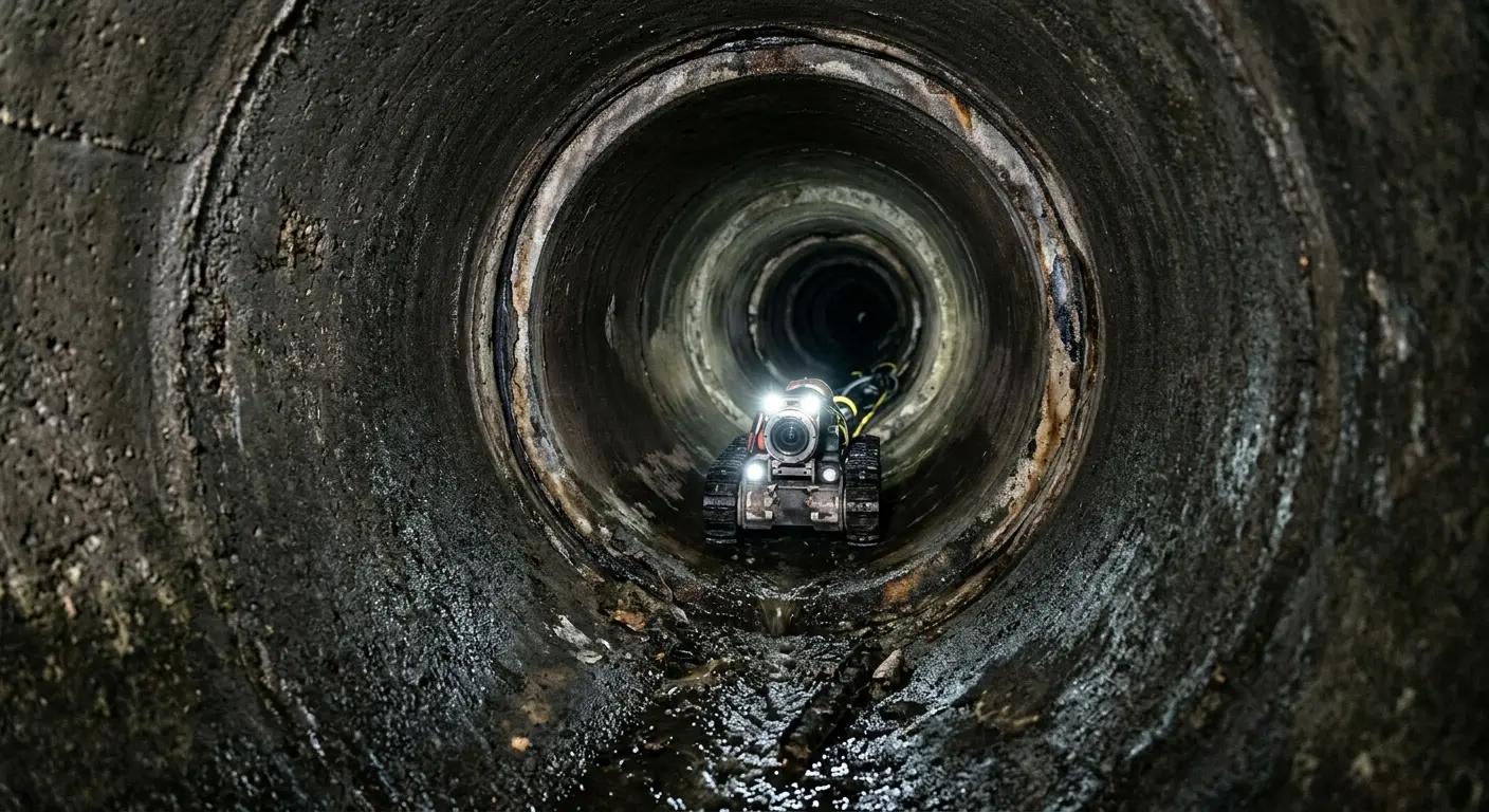 Robotic sewer camera inspecting pipe interior for Sewer Line Cleaning in Cocoa Beach